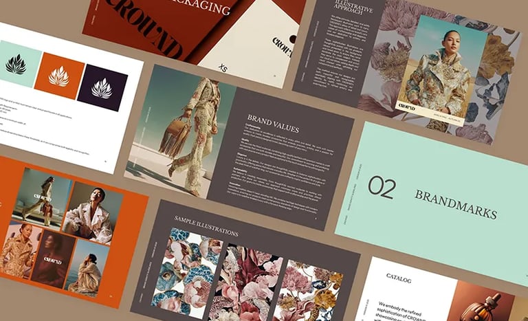 Complete Direction for Canva Template Crownd Brand Identity Guide all fonts included
