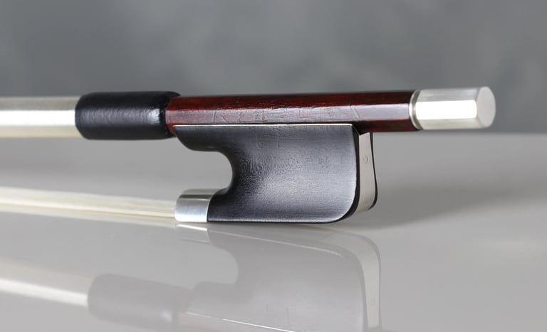 New silver, leather and rehairing for violin bow