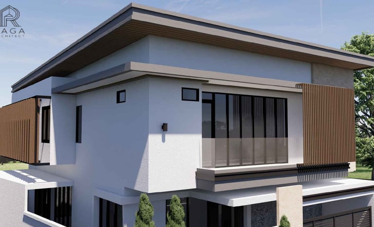 Rumah tropis modern 2 lantai dengan garis arsitektur minimalis dan nuansa elegan, karya Raga Archite