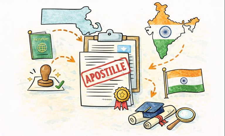 Apostille process for India from Massachusetts