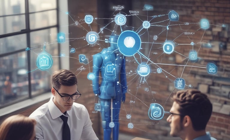 A sleek dashboard displaying AI analytics and customer data trends.