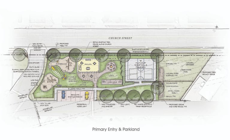 a drawing of a plan for a park