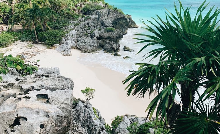 Tulum, Mexico - beach at Tulum National Park's Mayan ruins