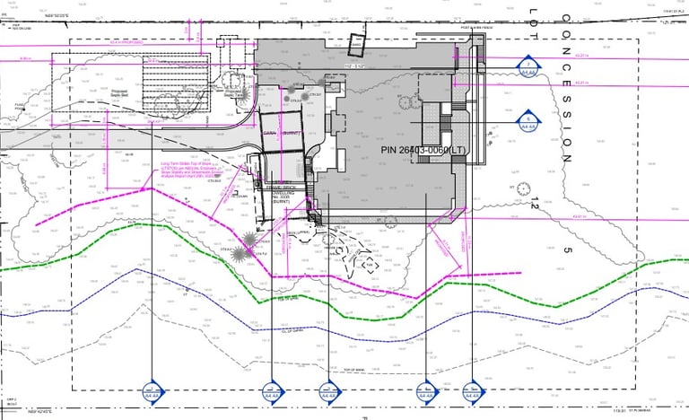 Example of a site plan drawing depicting constraints identified through an NHE.