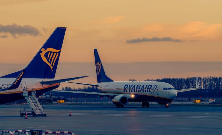 Ryanair airplanes grounded at airport