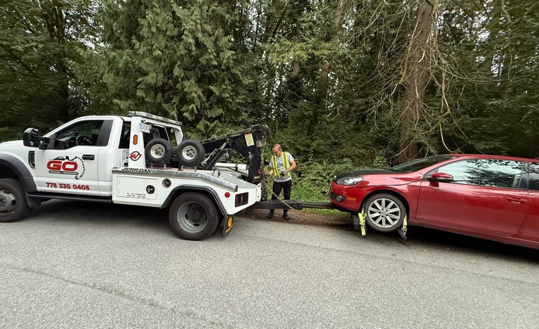 towing operator ensuring the vehicle is safe and secure 