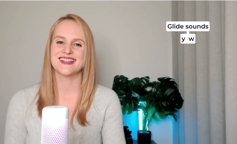 Jules demonstrating sounds for Australian accent training