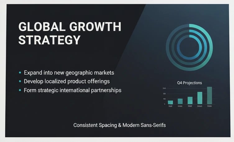 Pitch deck slide demonstrating strong typography hierarchy with modern fonts and clean spacing