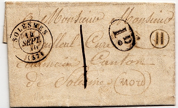 Letter written in HASPRES for the priest of the village of ESCARMAIN.