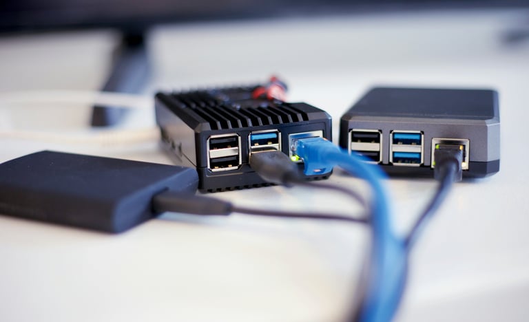 black and blue usb cable