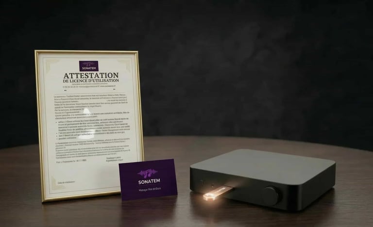 attestation Sonatem clés usb musicale libre de droits