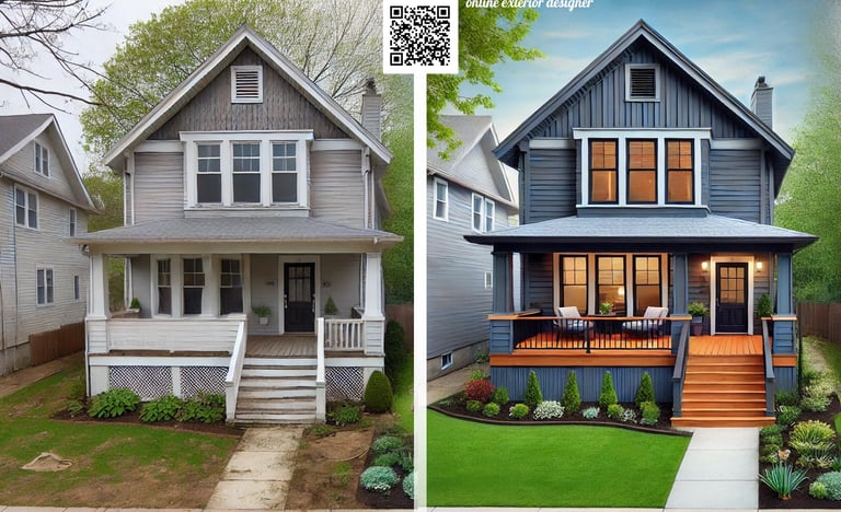 color renovation, modernized house, charcoal gray, iron ore, transitional house, modernized, porch