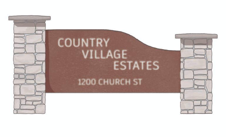 a sign for a country village estate in the country