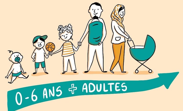 a family with a baby carriage 