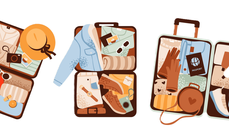 Suitcases-with-travel-accessories-set-travel-essentials