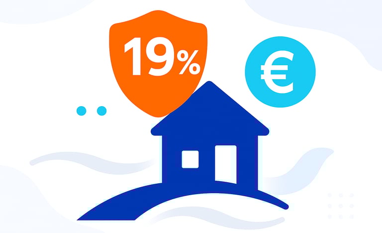 Illustrazione stilizzata che rappresenta la detrazione degli interessi sul mutuo per la dichiarazione dei redditi 2025