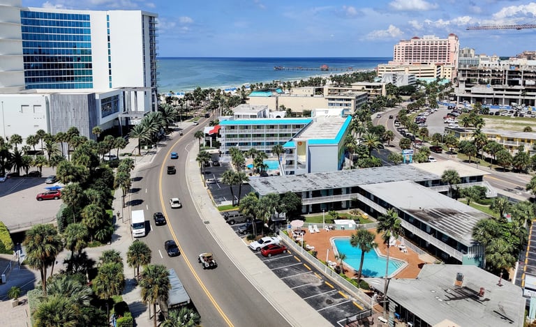Clearwater beach Gulf of Mexico with hotels