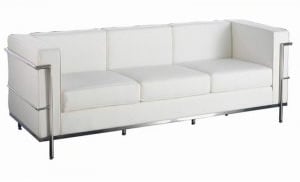 a white leather sofa - event rental furniture