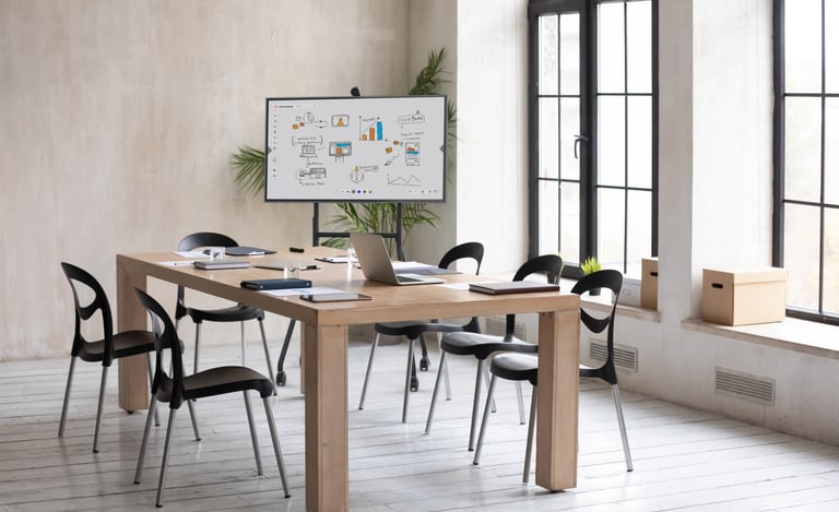 i3SIXTY 3 de 50" en sala de juntas en una oficina