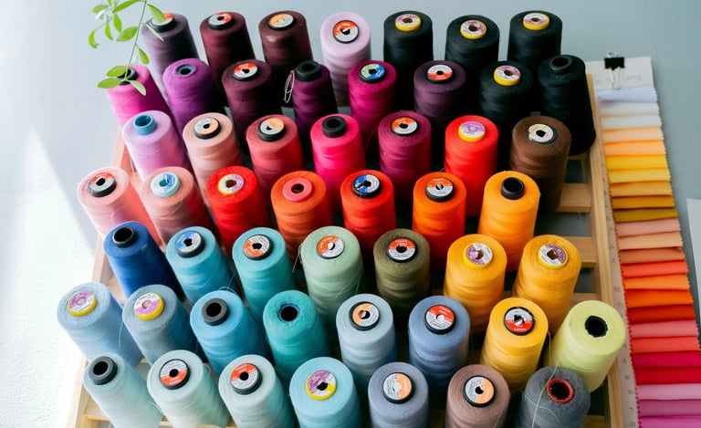 Bobines de fils de couleurs variées