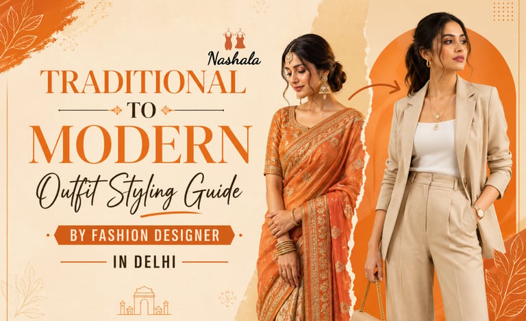 Traditional to modren outfit styling guide by fashion designer in delhi