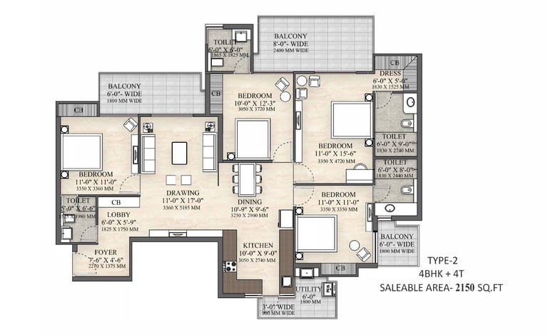 4BHK+4T Irish Platinum