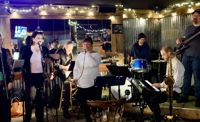 Birds of a feather band performing on stage
