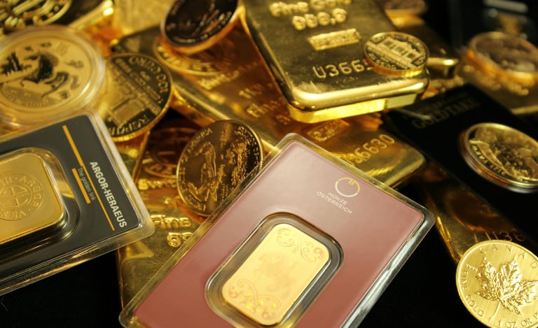 gold bars and coins representing long term potential of gold ira for retirement