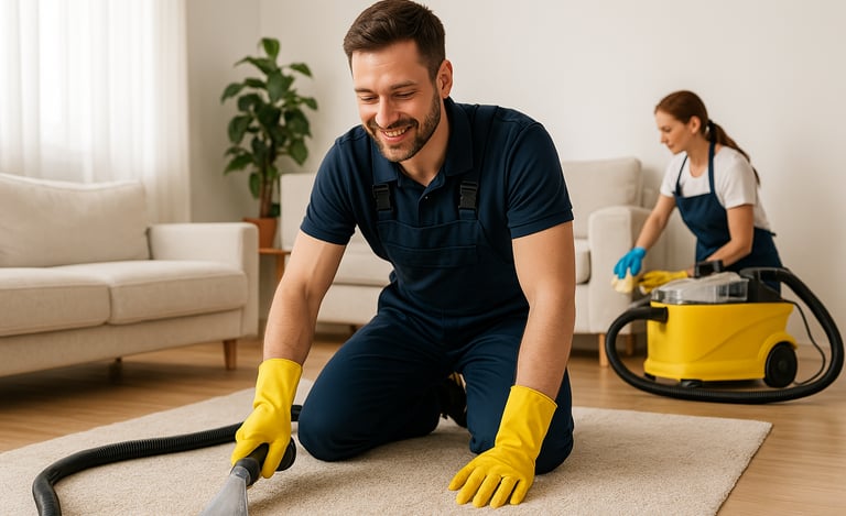 Profesjonalne pranie dywanów w mieszkaniu w Gdańsku – usuwanie zabrudzeń i plam za pomocą odkurzacza piorącego.