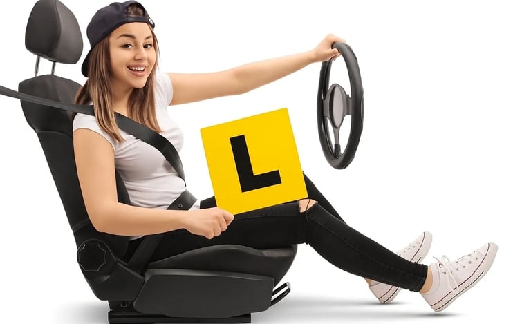 L plate Learner driver preparation for driving test at Mitcham testing centre