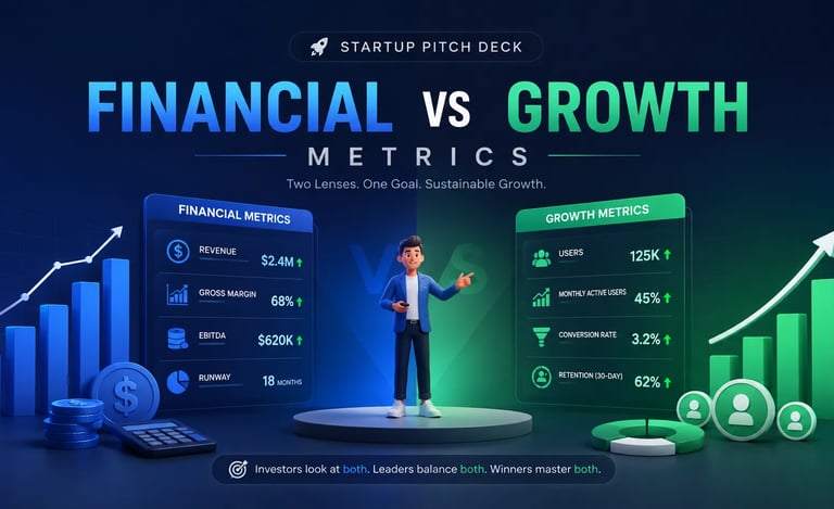 Startup Pitch Deck: Financial vs Growth Metrics