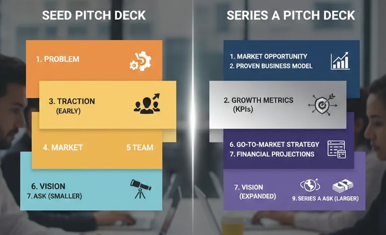 Seed vs Series A Pitch Decks: How Slide Structures Must Change