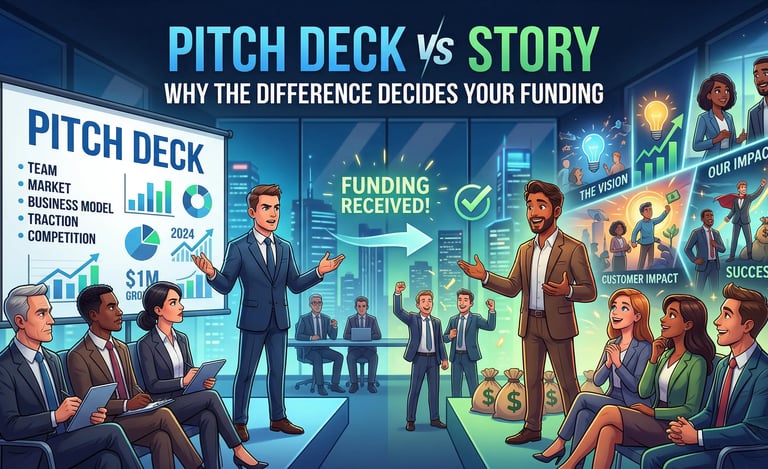 Pitch Deck vs Story: Why the Difference Decides Your Funding