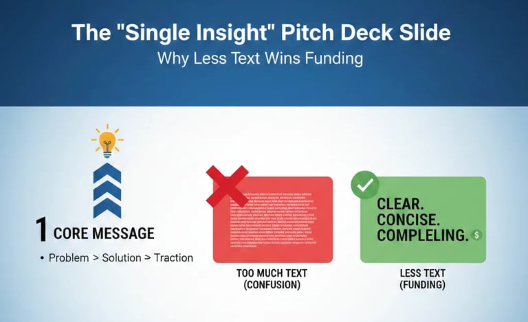 The "Single Insight" Pitch Deck Slide: Why Less Text Wins Funding