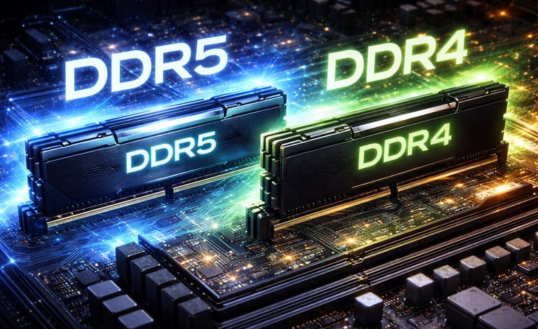 Suporte de memória: DDR5 e DDR4