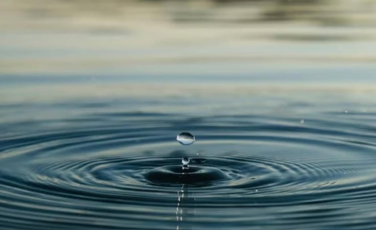 Tropfen, der ins Wasser fällt und Ringe auslöst