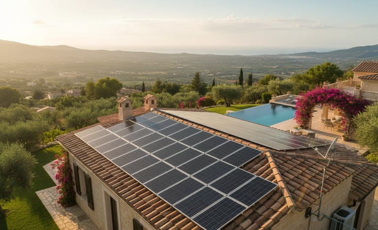 Müstakil ev ve villa için çatı GES sistemi.