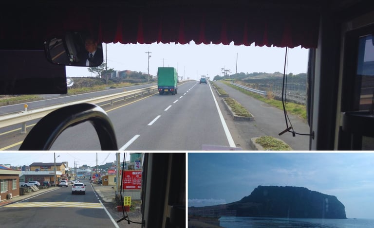 Paisagem registrada durante o trajeto do Porto de Jeju até Seongsan Ilchulbong.