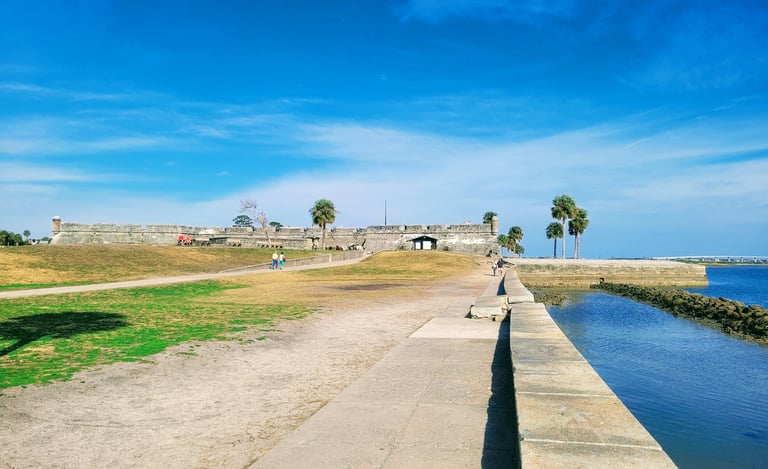 photo overlooking Castillo de San Marcos National Monument along coastal St. Augustine, Florida