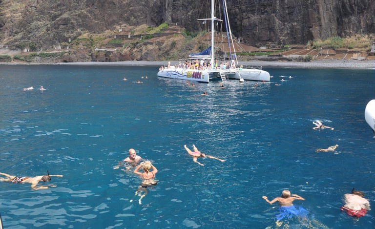 Swimming from Sea Born boat at Cabo Girão cliffs.