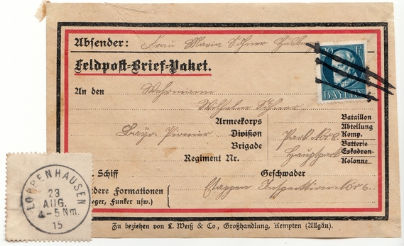 Label for a heavy letter from Germany to the front franked at 20 Pf for a weight of up to 550 g.