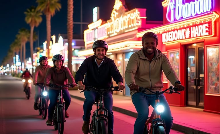 friends ridding bikes following their tour guide