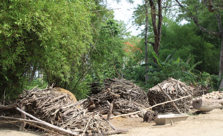 réserve de bois dans le village