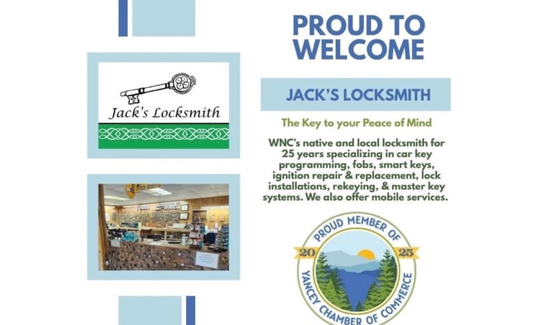 Proud to welcome Jack's Locksmith - Yancey Chamber of Commerce member