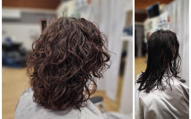hiusten kerrostus leikkaus luonnonkiharat hiukset kampaamo raisio studio naava
