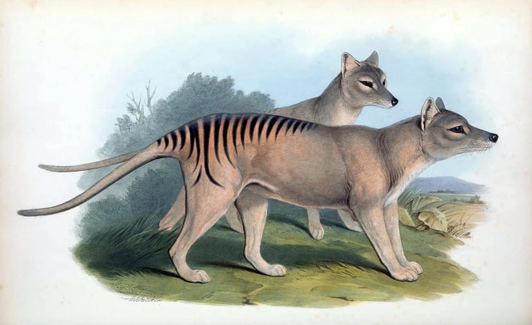 a drawing of a Tasmanian Tiger