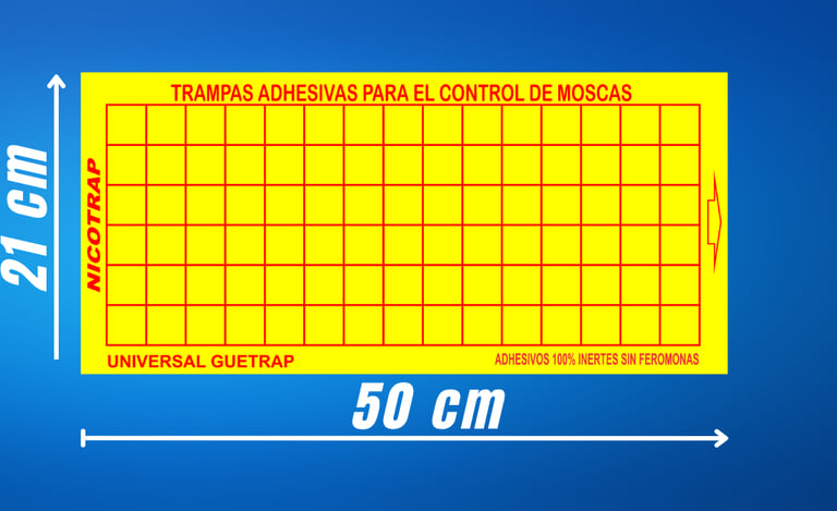 laminas adhesivas para captura de mosca de 21x50 cm amarillo