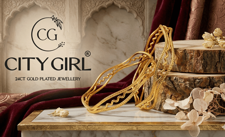 City Girl Jewellery - citygoldbangles - 18 Carat Gold Plated  - Daily Wear - Bangles Set
