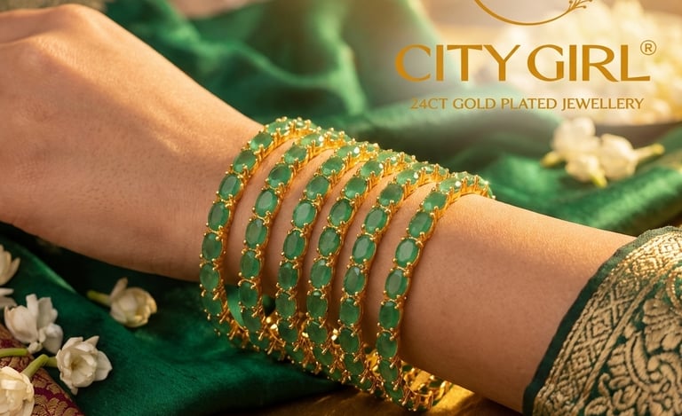 City Girl Jewellery - citygoldbangles - 18 Carat Gold Plated  - Bridal Wear - Bangles Set
