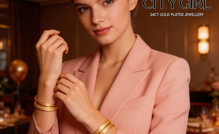 City Girl Jewellery - citygoldbangles - 18 Carat Gold Plated  - Daily Wear - Bangles Set
